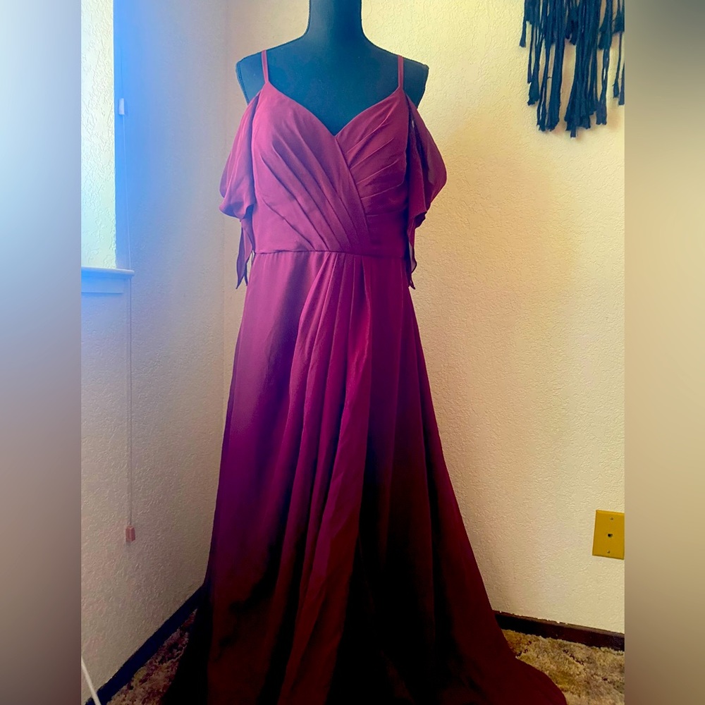 JJ’s House Floor Length Burgundy Bridesmaids Dress
